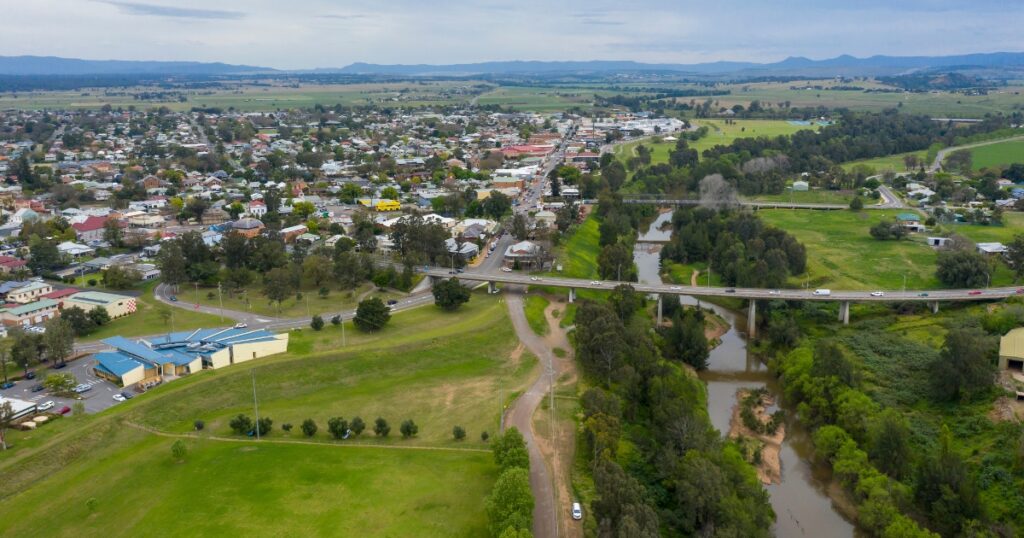 Aerial view of Singleton during a cloudy day